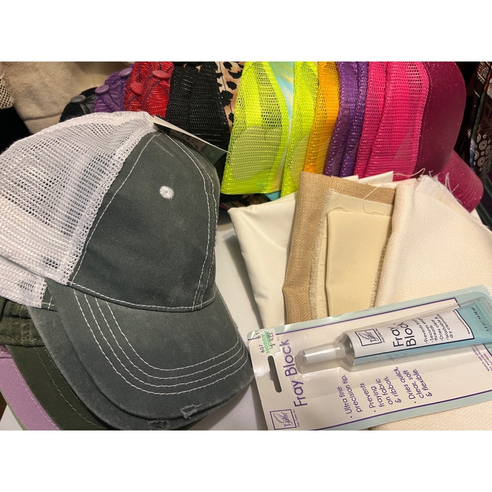 20 Blank Snapback Trucker Hat Craft Lot Burlap Canvas Fabric Fray Block DIY
